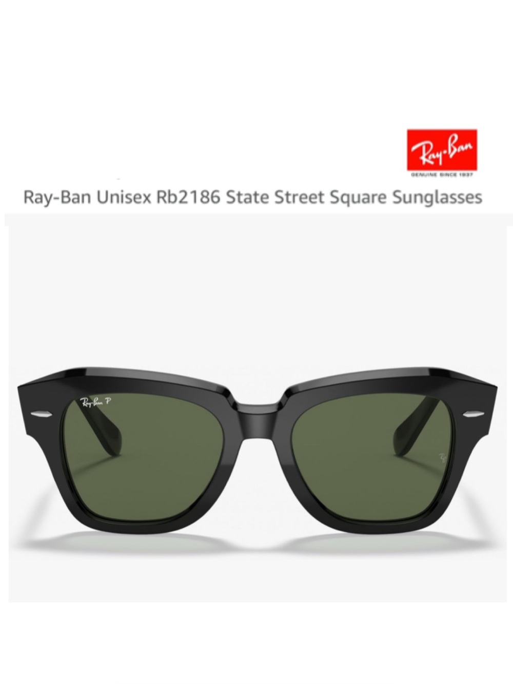 Ray-Ban State Street Polished Black with Green Lenses